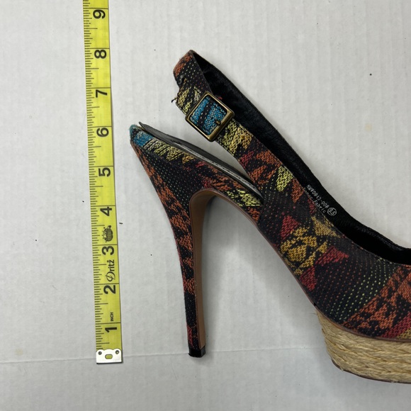 Naughty Monkey Overboard Geometric Print Platform Slingback Heel Size 9.5 - Picture 4 of 10